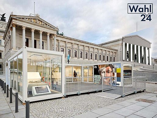 Pavillon des Demokratie-Corners vor dem Parlamentsgebäudes