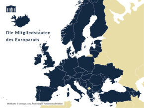 Uebersichtskarte Mitgliedstaaten des Europarates - Stand 2024